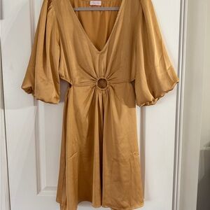 Pink Lily Mustard Mini Dress with Ring Accent